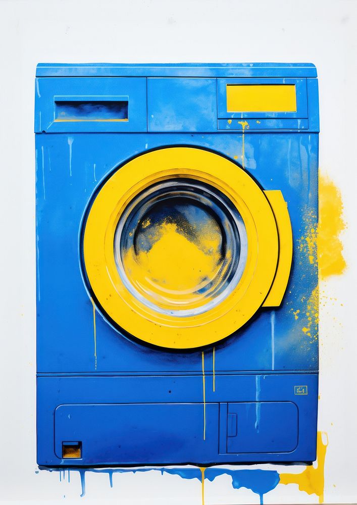 Washing machine appliance yellow dryer. AI generated Image by rawpixel.