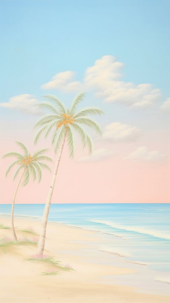 Painting of beach border outdoors nature summer. AI generated Image by rawpixel.
