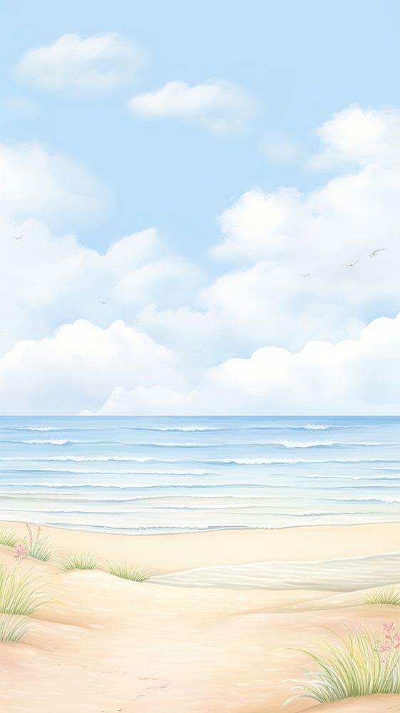 Painting of beach border landscape outdoors horizon. AI generated Image by rawpixel.