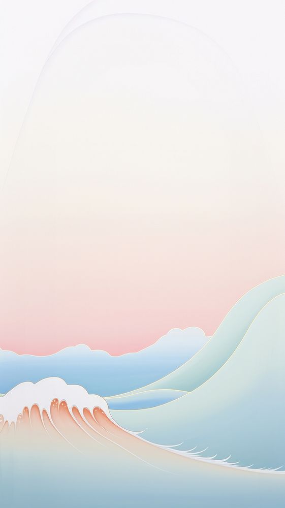 Painting of wave border nature sky sea. AI generated Image by rawpixel.