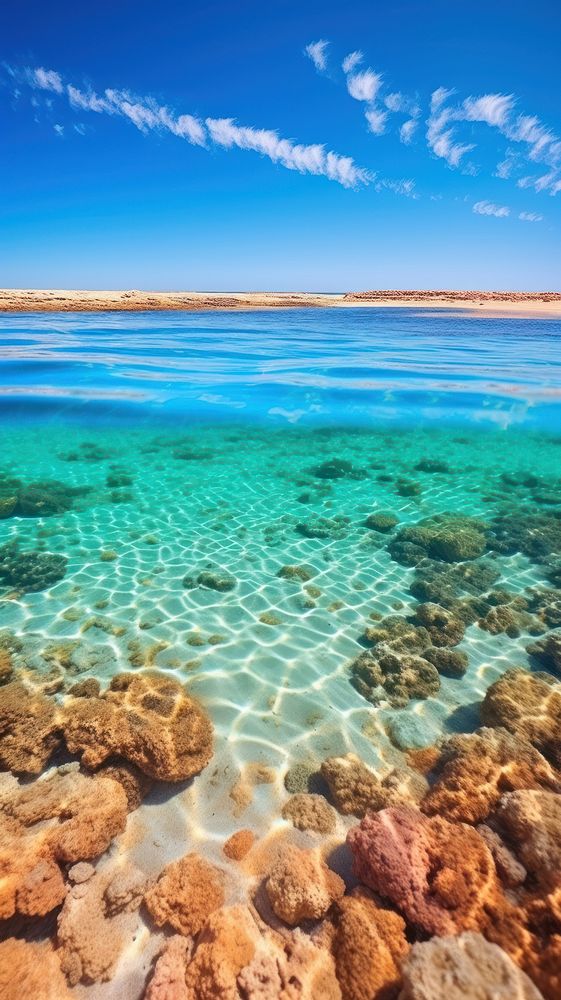 Ningaloo Reef underwater outdoors horizon. AI generated Image by rawpixel.
