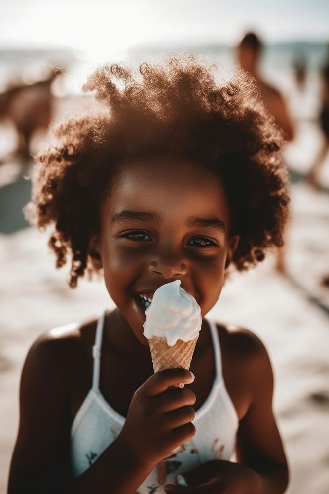 Young African girl dessert summer beach. AI generated Image by rawpixel.