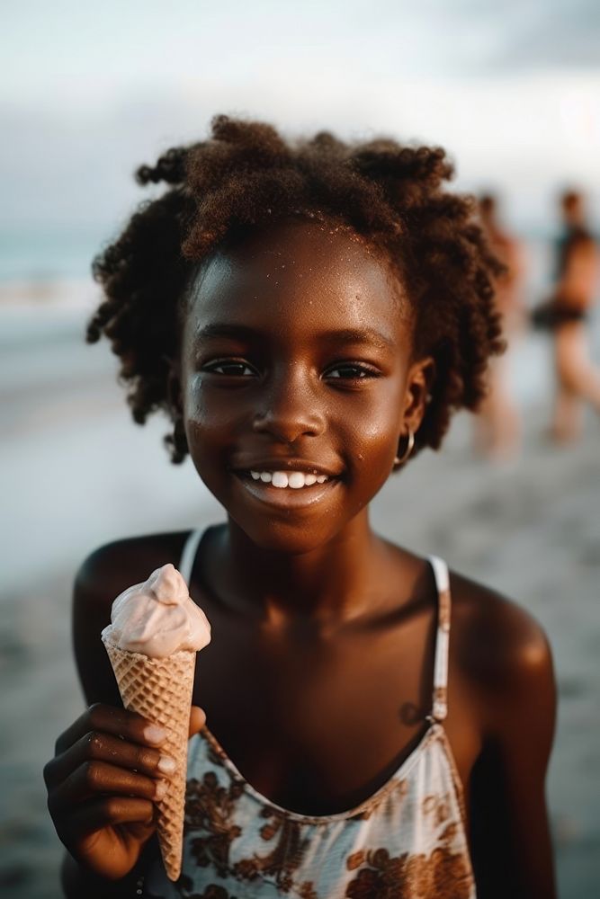 Young African girl vacation dessert summer. AI generated Image by rawpixel.