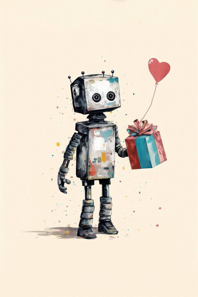 Robot drawing celebration futuristic. AI generated Image by rawpixel.