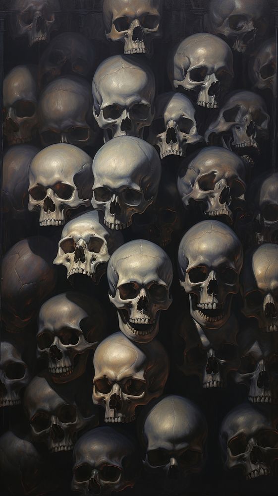 Gothic aesthetic skulls painting art anthropology. 