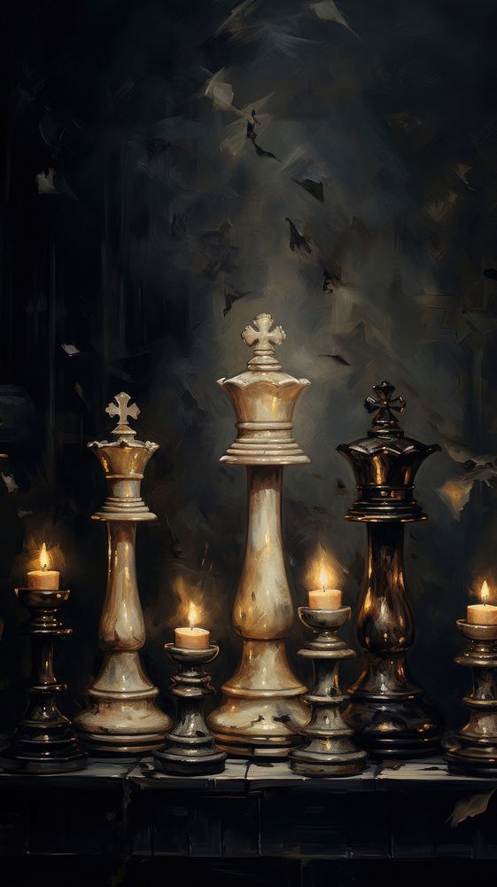 Chess painting architecture candlestick. AI generated Image by rawpixel.