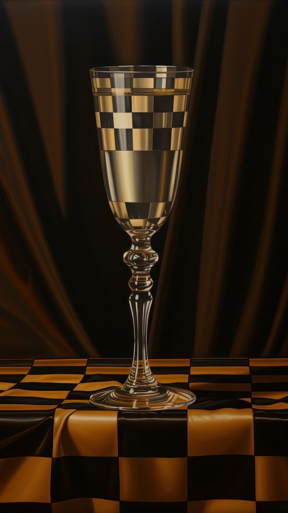 Champaign and black houndtooth pattern glass drink. AI generated Image by rawpixel.