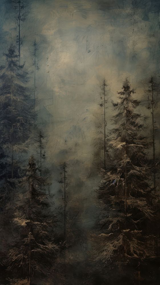 Winter forest painting backgrounds woodland. AI generated Image by rawpixel.