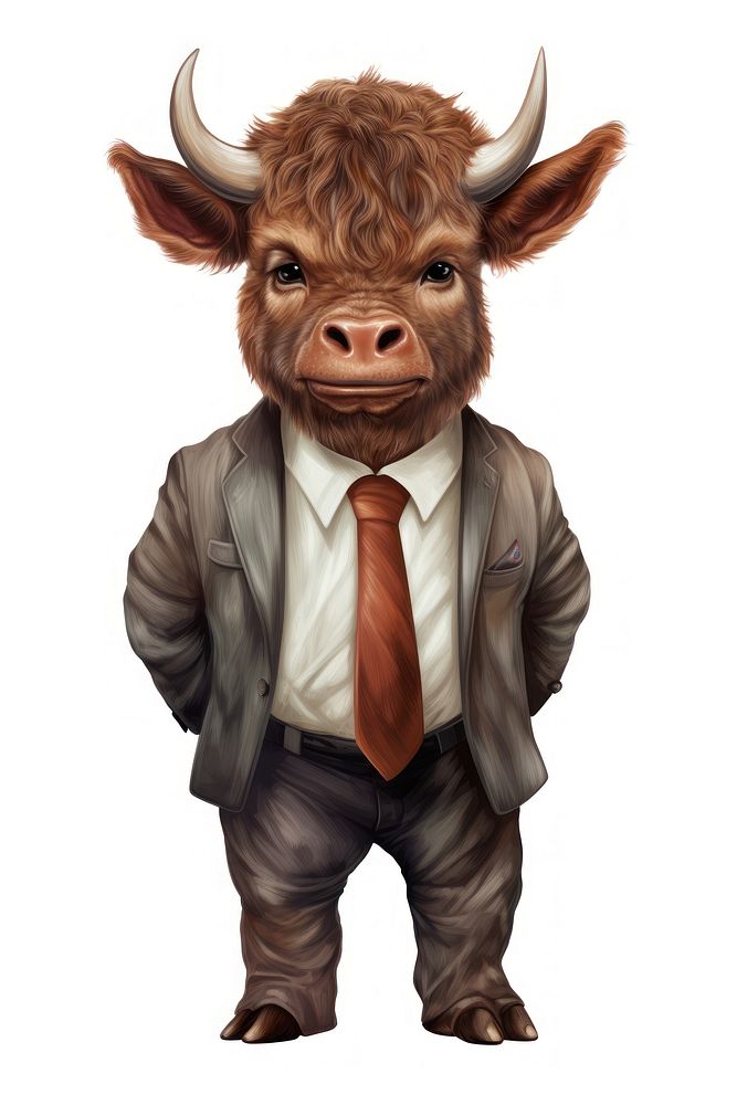 A baby bull in a business suit displaying an expression of extreme exasperation and irritation livestock buffalo mammal. AI…