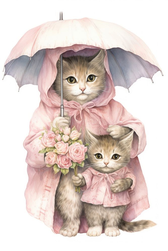 Protection umbrella mammal kitten. AI generated Image by rawpixel.