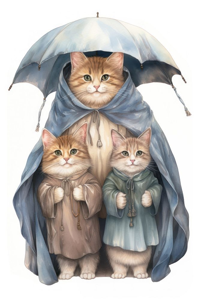 Kitten shielding umbrella mammal. AI generated Image by rawpixel.
