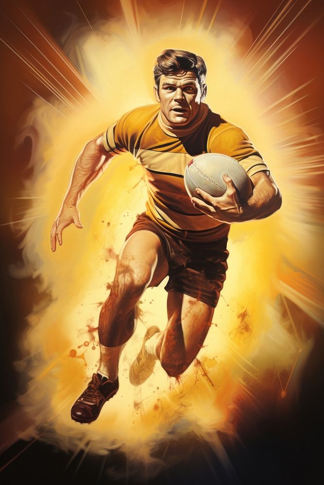 A rugby player holding a trophy football sports adult. AI generated Image by rawpixel.