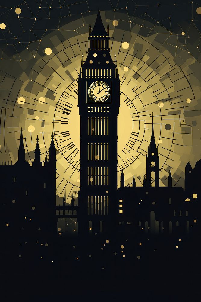 Big ben architecture silhouette building. AI generated Image by rawpixel.