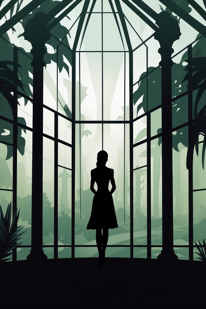 Glass house silhouette adult architecture. AI generated Image by rawpixel.