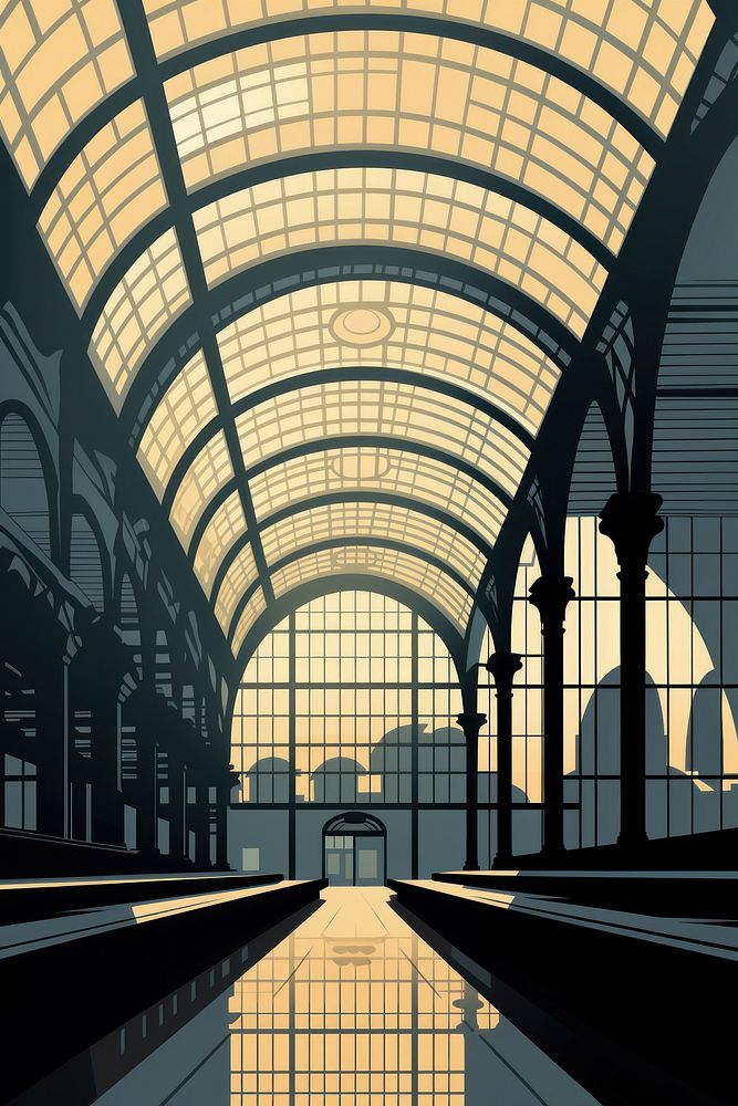 Grand central train station architecture skylight building. AI generated Image by rawpixel.