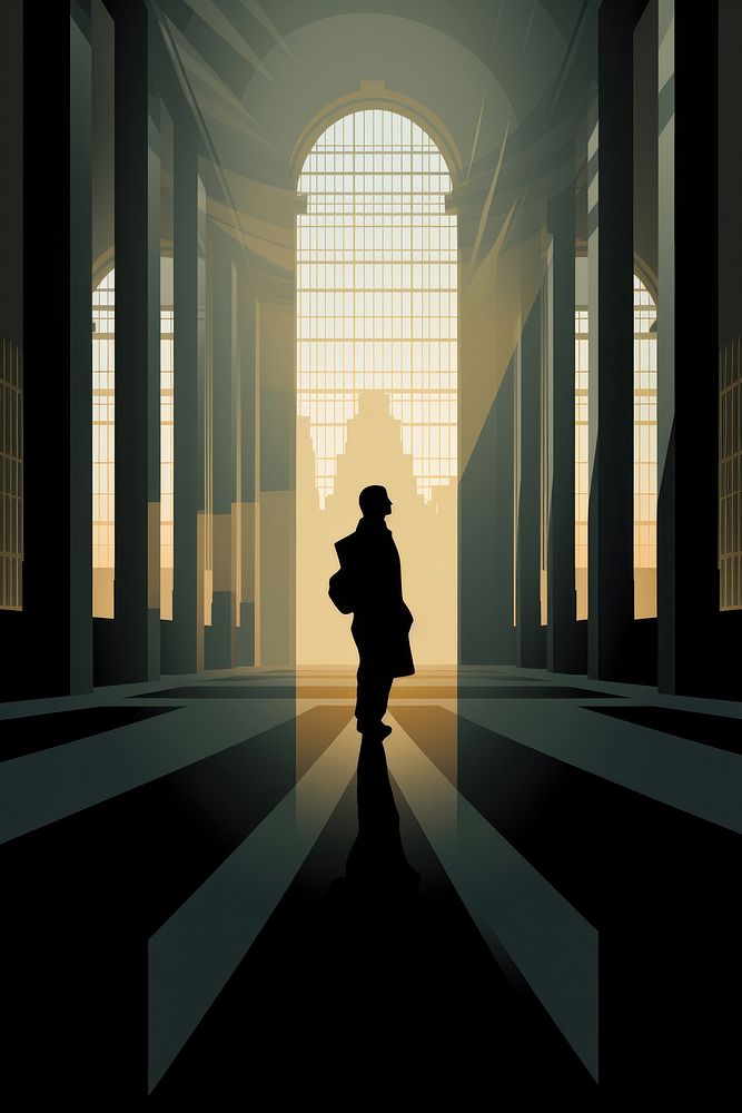 Grand central train station silhouette architecture backlighting. AI generated Image by rawpixel.