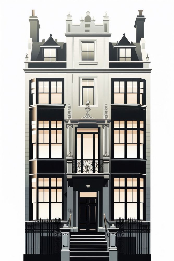 London townhouse facade architecture building city. AI generated Image by rawpixel.