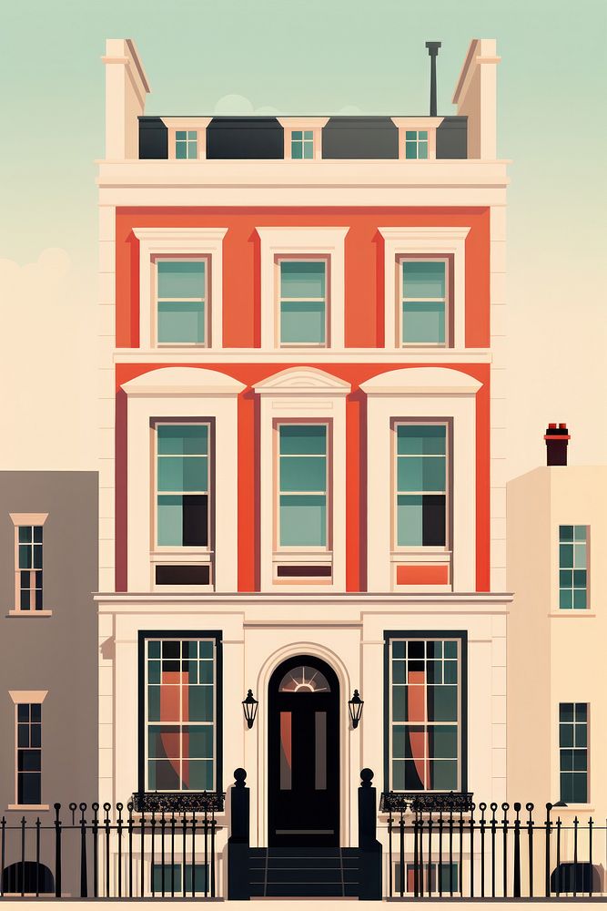 London townhouse facade architecture building window. AI generated Image by rawpixel.