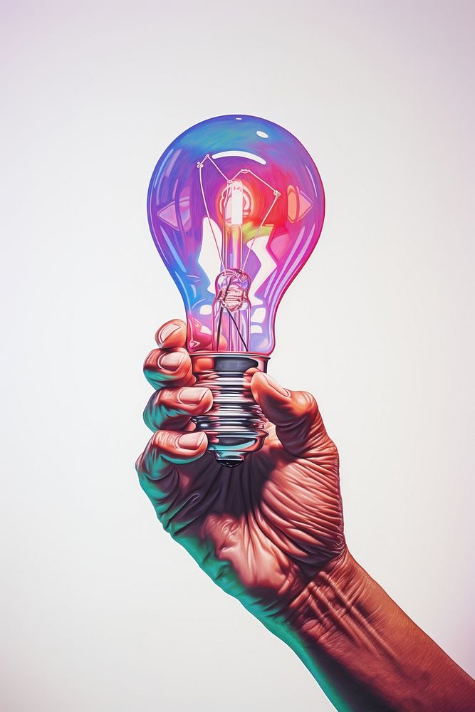 A liightbulb held in a hand light lightbulb electricity. AI generated Image by rawpixel.