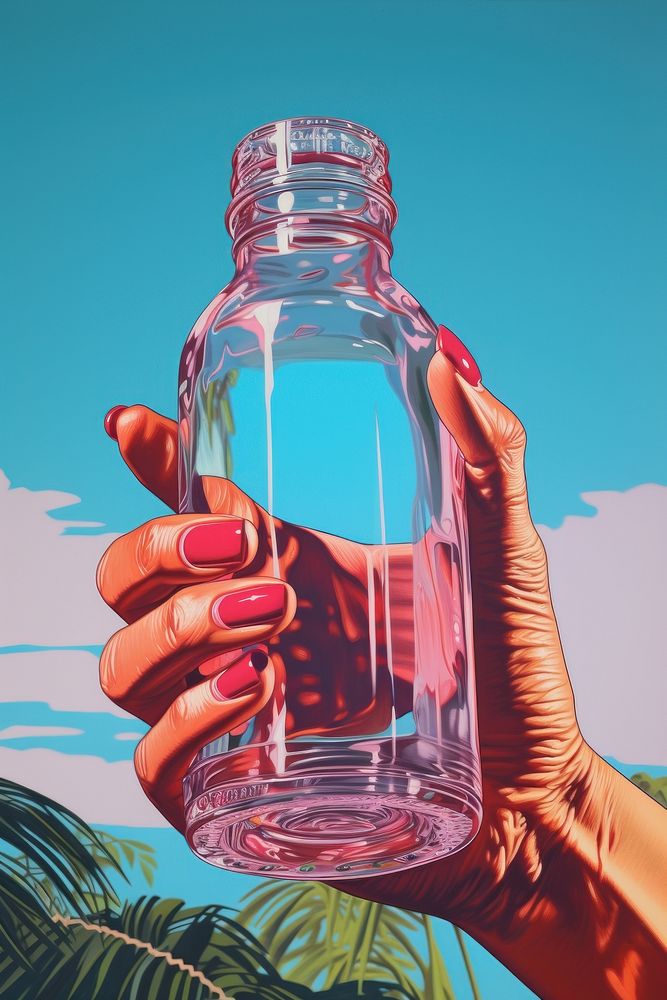 A water bottle hand refreshment container. AI generated Image by rawpixel.