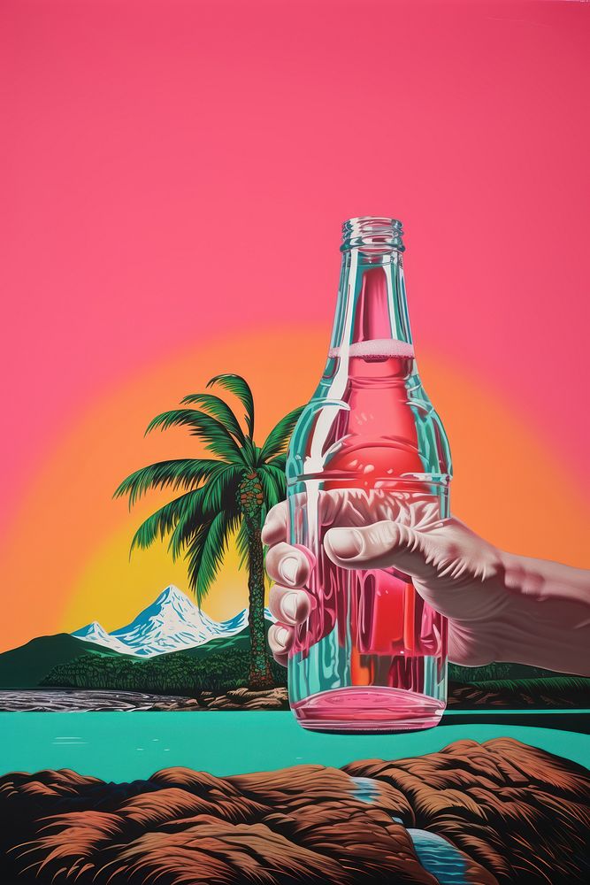 A beer bottle hand art refreshment. AI generated Image by rawpixel.