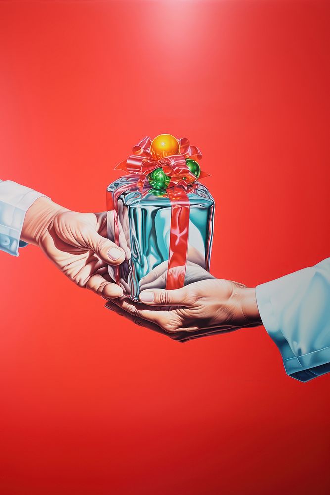 A hand holding a Christmas present refreshment celebration freshness. AI generated Image by rawpixel.