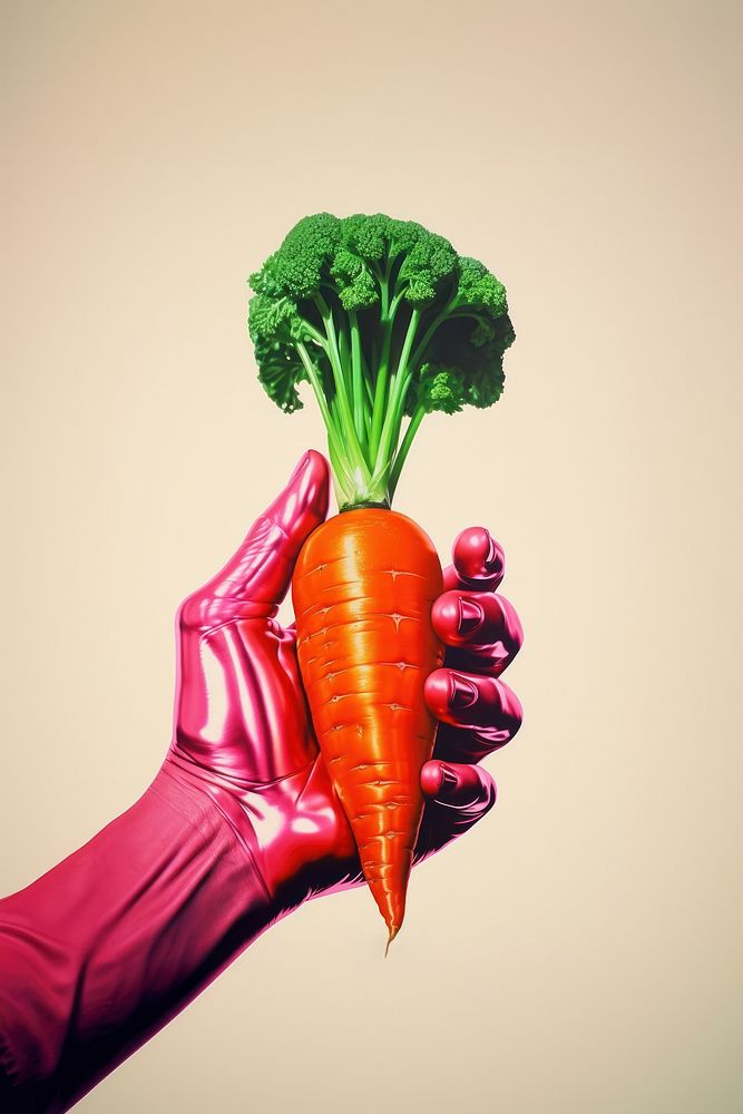 A carrot vegetable broccoli holding. AI generated Image by rawpixel.