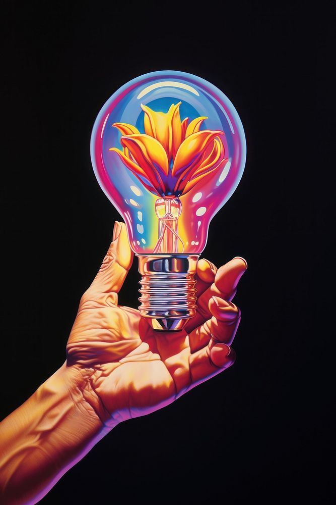 A small liight bulb held in a hand light lightbulb electricity. AI generated Image by rawpixel.