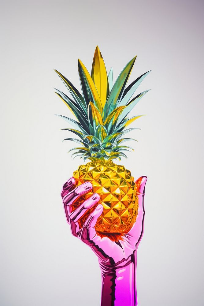A hand holding a tulip pineapple produce plant. AI generated Image by rawpixel.