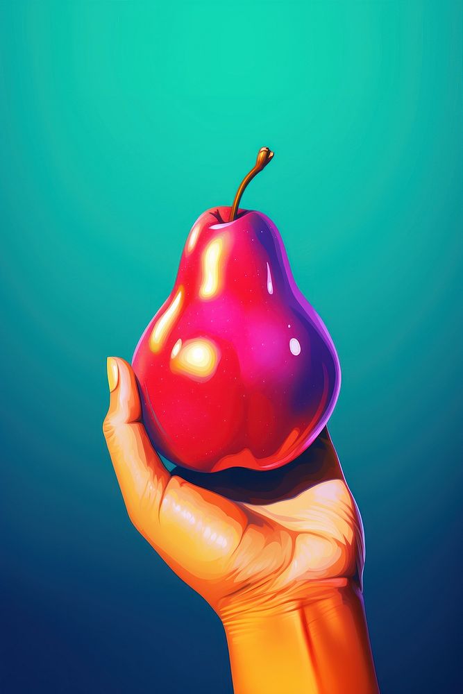 A small pear holding produce fruit. AI generated Image by rawpixel.