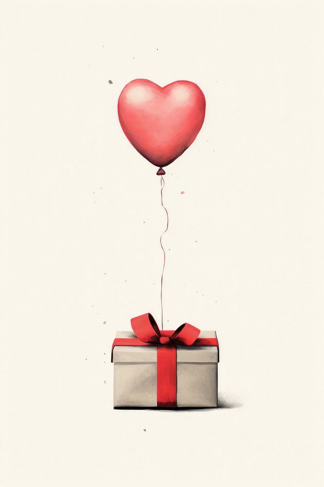 The gift box is tied to a balloon paper anniversary celebration. AI generated Image by rawpixel.