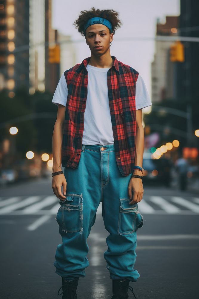 Young American man standing fashion street. AI generated Image by rawpixel.