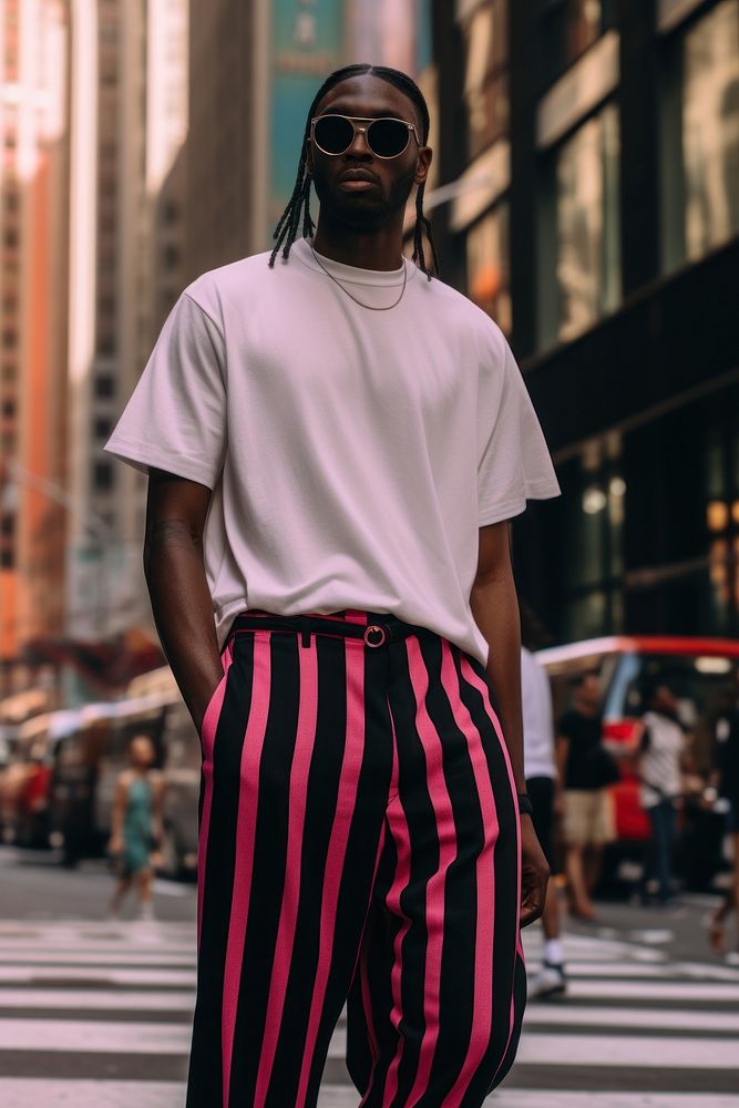 Young American man standing fashion street. AI generated Image by rawpixel.
