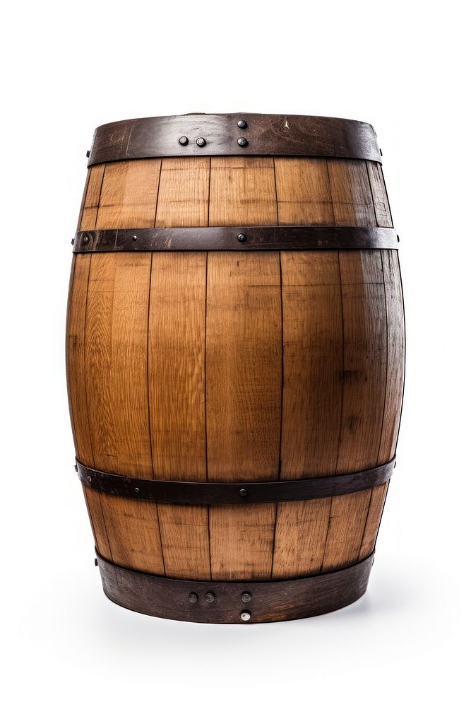 Wood wine barrel keg white background membranophone. AI generated Image by rawpixel.