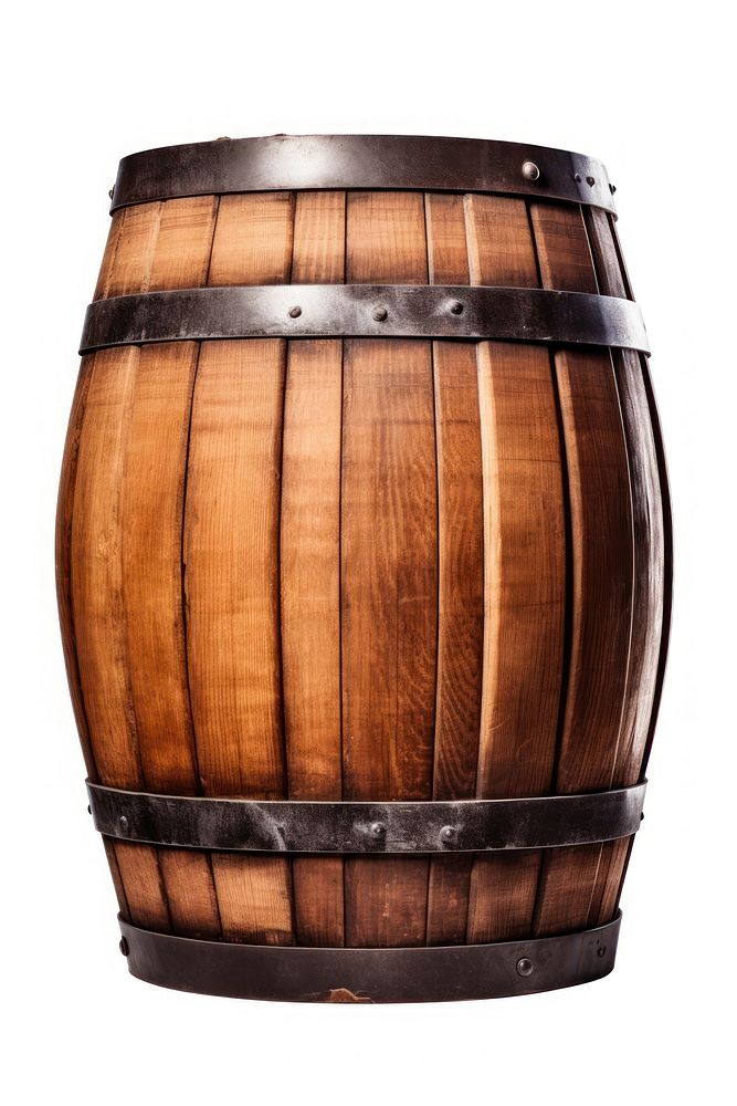 Wood barrel keg white background membranophone. AI generated Image by rawpixel.