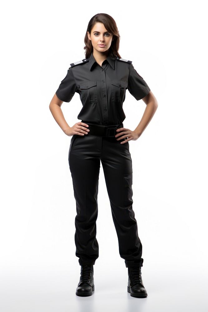 A security guard female adult white background. AI generated Image by rawpixel.