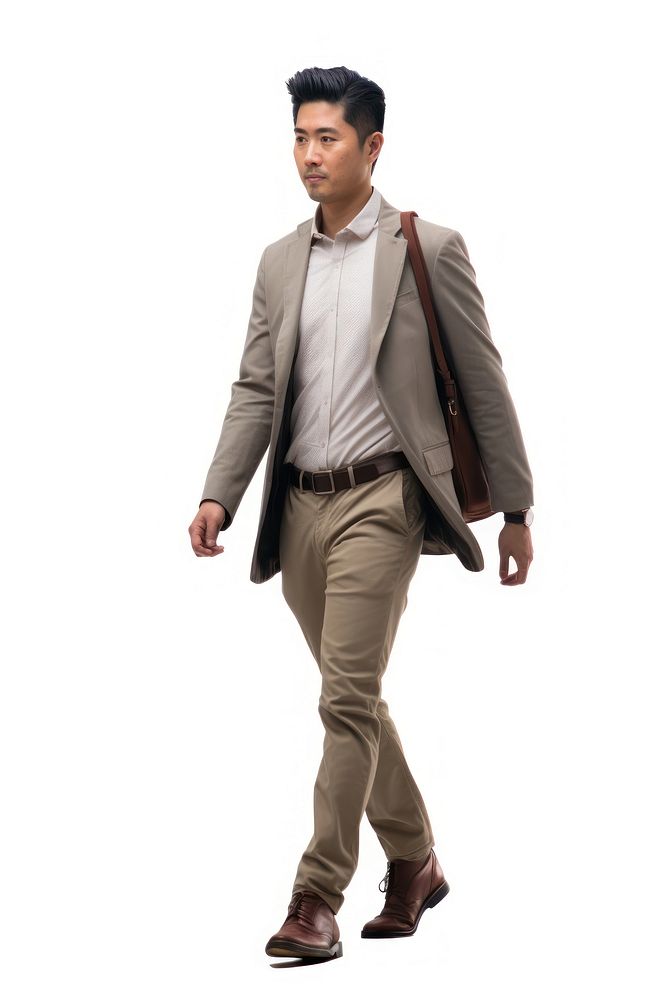An asian man walking blazer shirt adult. AI generated Image by rawpixel.