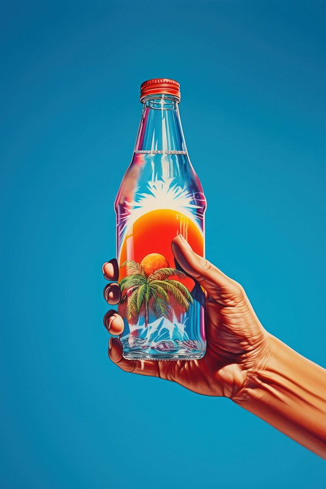 A cola bottle holding produce drink. AI generated Image by rawpixel.