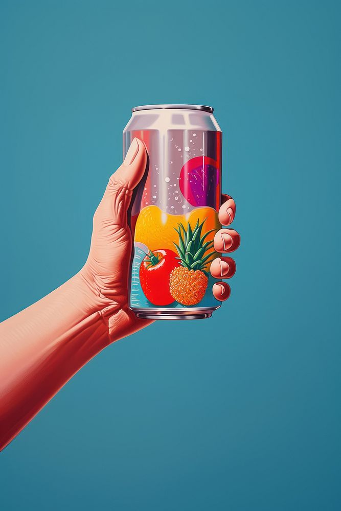A cola can holding produce hand. AI generated Image by rawpixel.