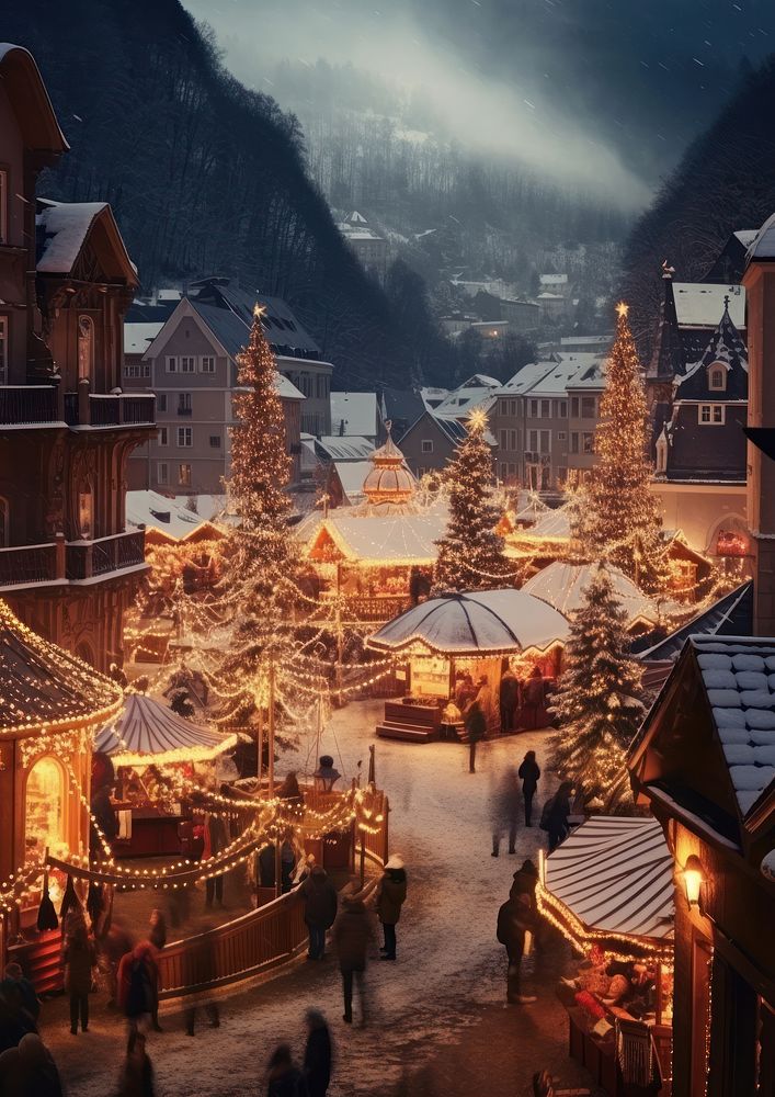 Christmas town outdoors mountain. AI generated Image by rawpixel.