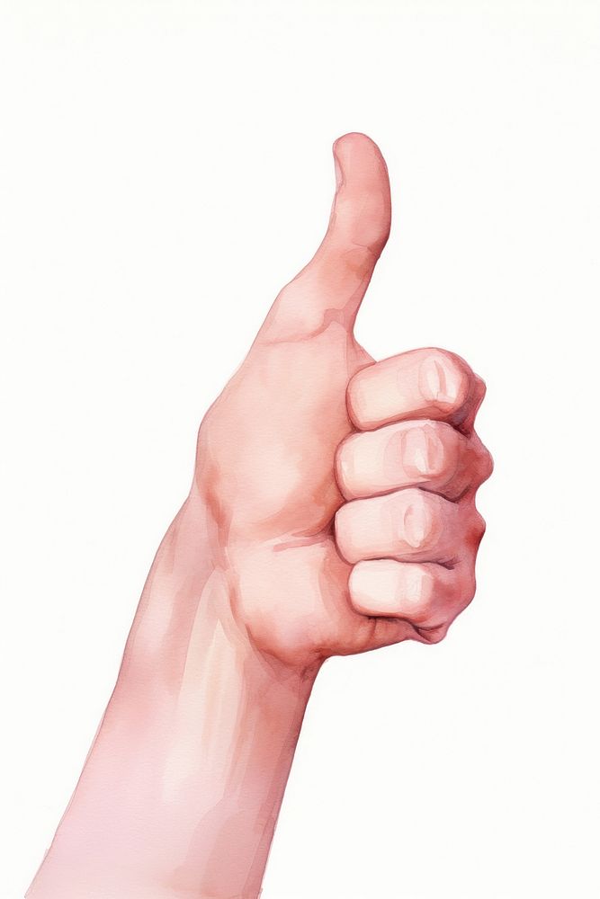 A woman hand with thumb ups finger white background gesturing. AI generated Image by rawpixel.
