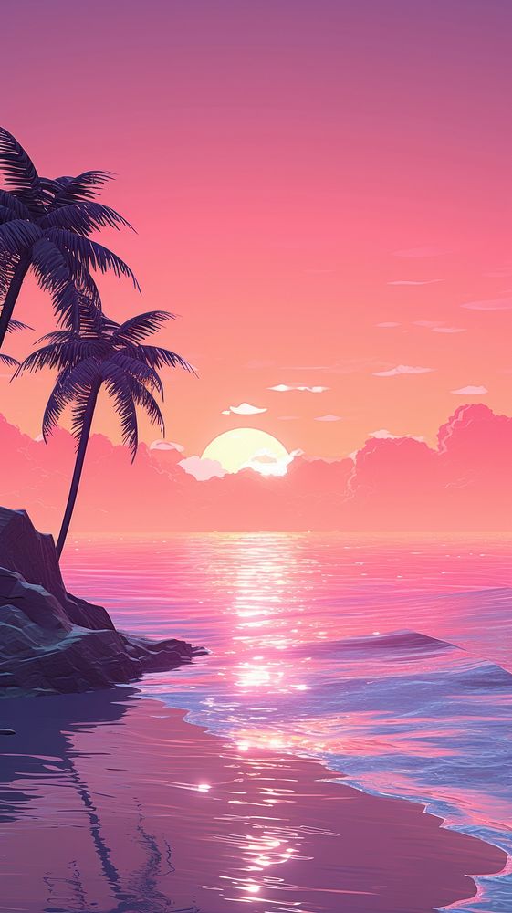 Aesthetic sunset wallpaper landscape sunlight outdoors. AI generated Image by rawpixel.