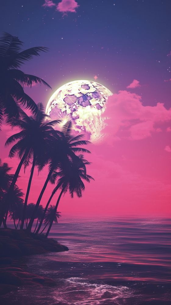 Aesthetic vaporwave wallpaper astronomy outdoors horizon. AI generated Image by rawpixel.