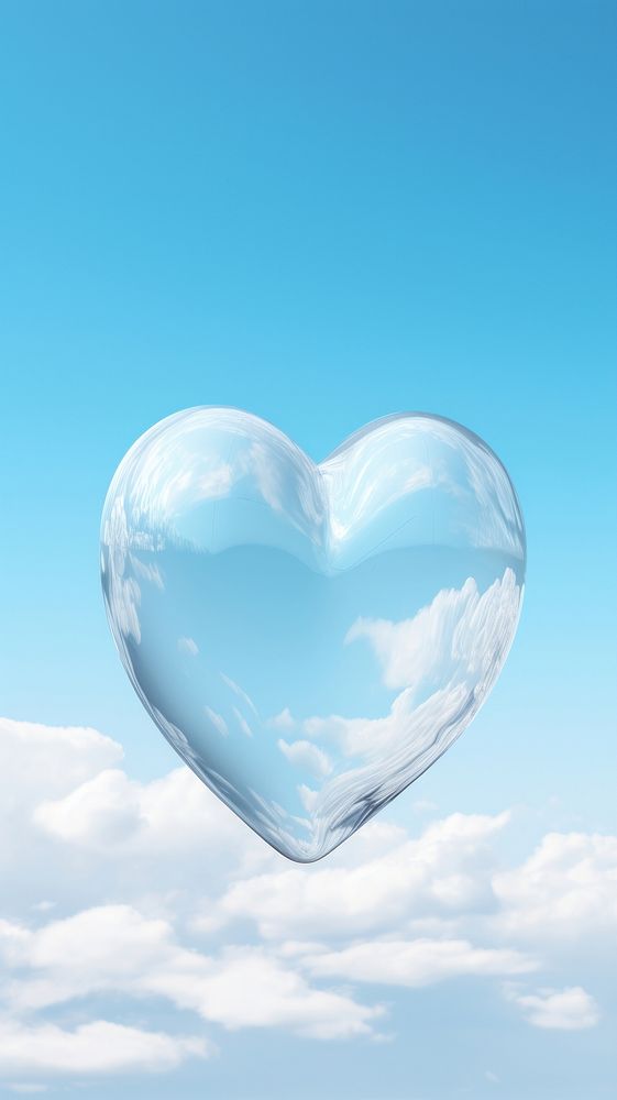 A heart made of glass sky transparent outdoors. AI generated Image by rawpixel.