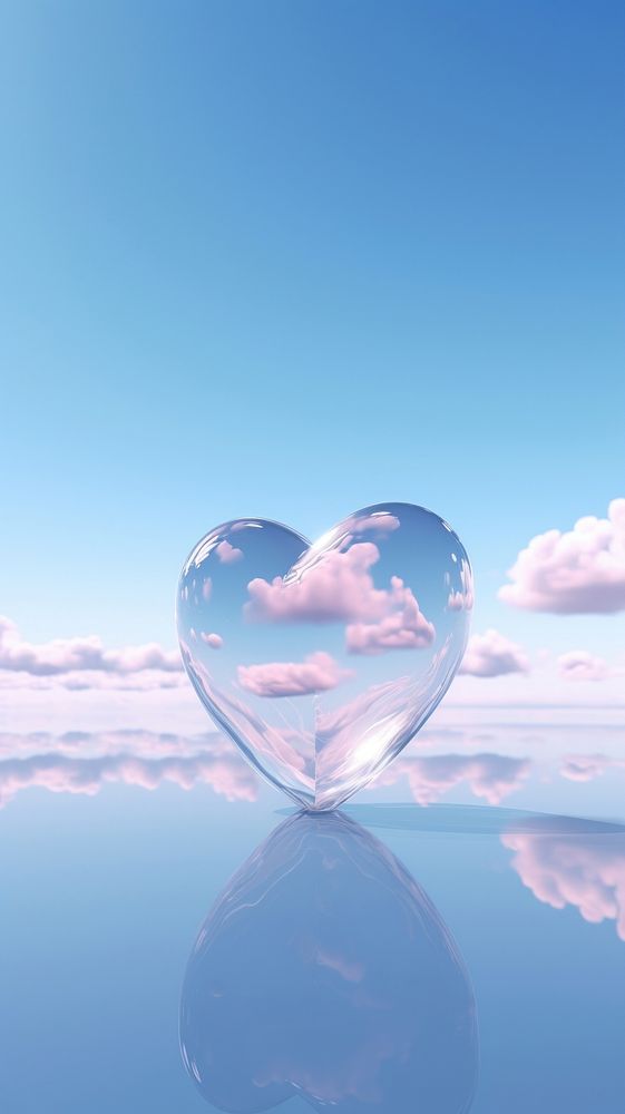 A heart made of glass sky transparent tranquility. 