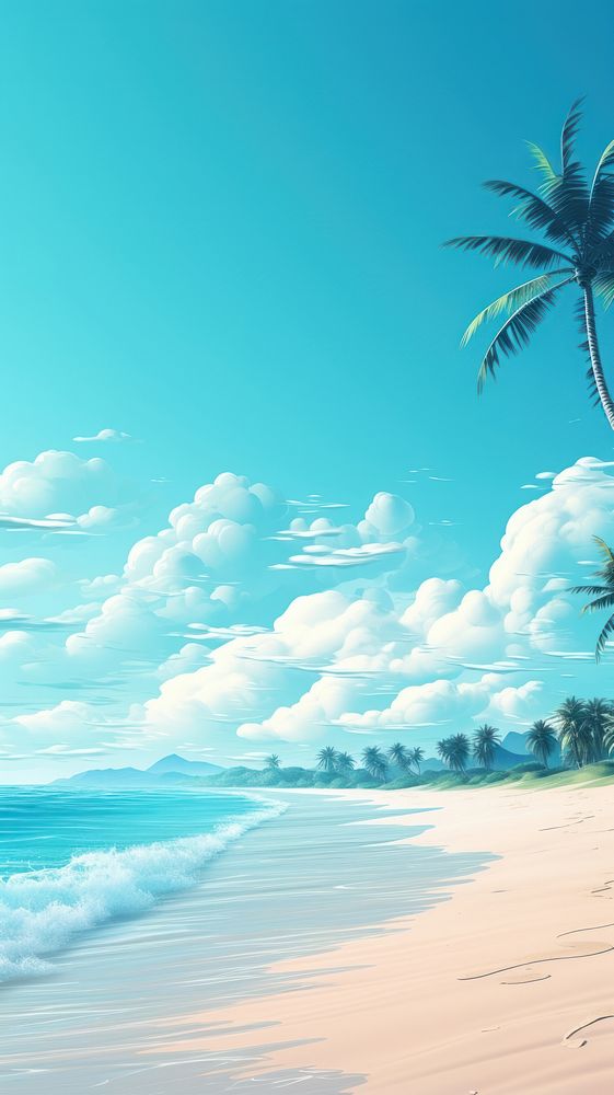 Beautiful beach wallpaper outdoors horizon nature. AI generated Image by rawpixel.