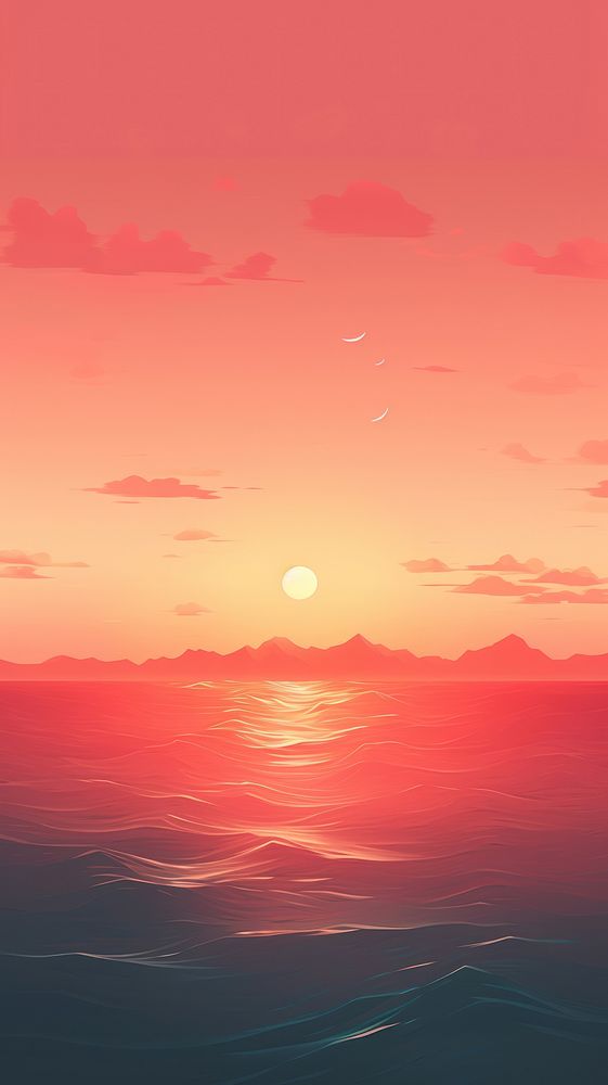 Beautiful sunset wallpaper outdoors horizon nature. AI generated Image by rawpixel.