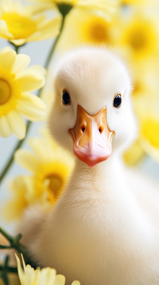 Baby duck flower animal mammal. AI generated Image by rawpixel.