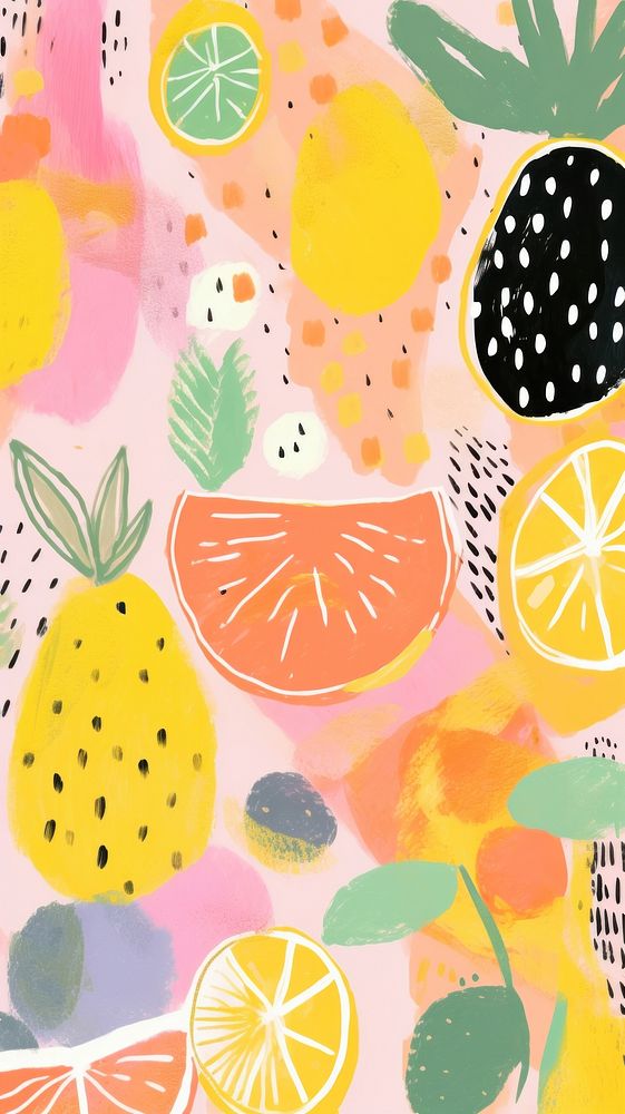Tropical fruits art painting pattern. AI generated Image by rawpixel.
