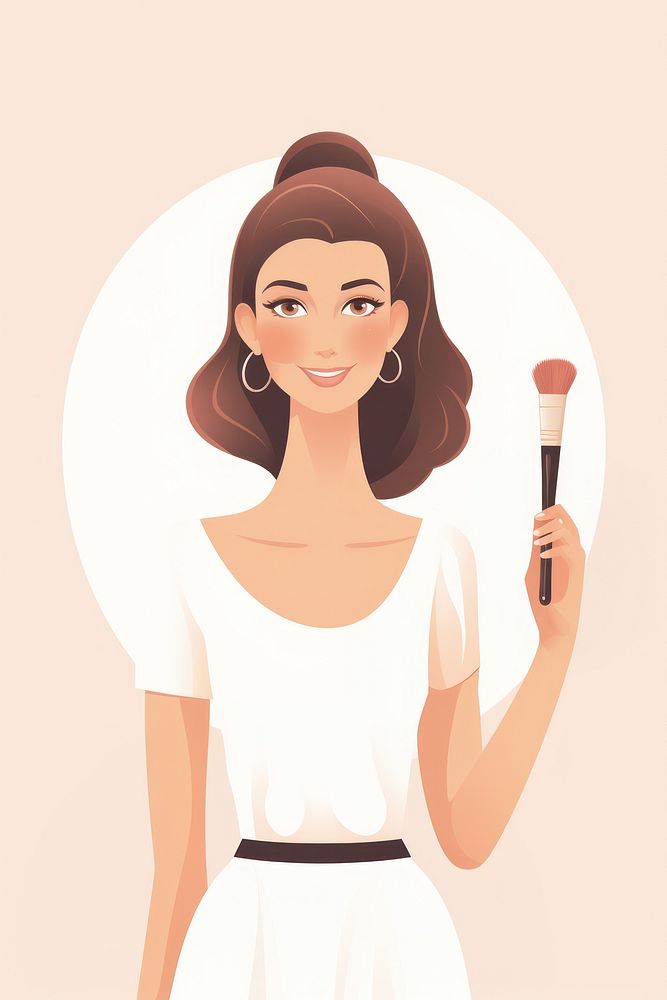 A woman holding brush cosmetics portrait adult. AI generated Image by rawpixel.